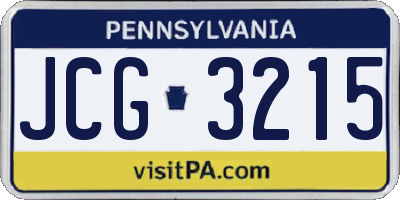 PA license plate JCG3215
