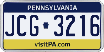 PA license plate JCG3216