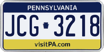 PA license plate JCG3218