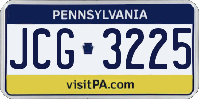 PA license plate JCG3225