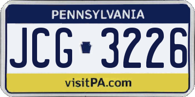 PA license plate JCG3226