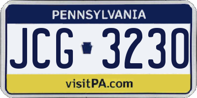 PA license plate JCG3230