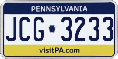 PA license plate JCG3233