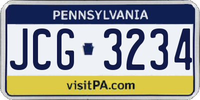 PA license plate JCG3234