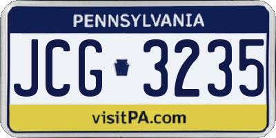 PA license plate JCG3235