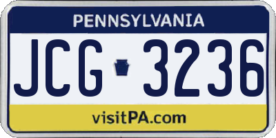 PA license plate JCG3236