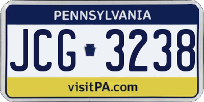 PA license plate JCG3238