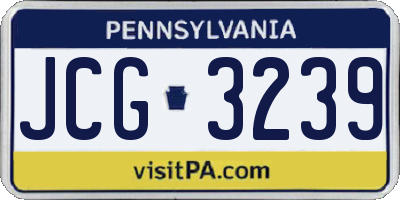 PA license plate JCG3239
