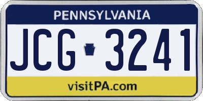 PA license plate JCG3241