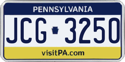 PA license plate JCG3250