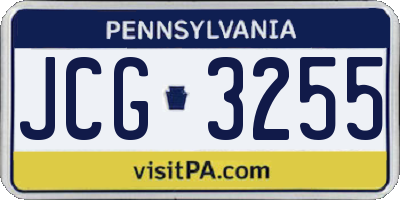 PA license plate JCG3255