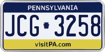 PA license plate JCG3258