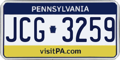 PA license plate JCG3259