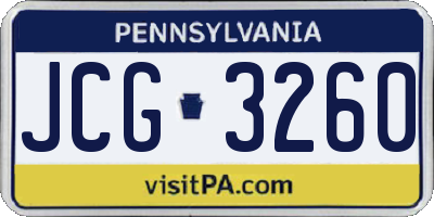 PA license plate JCG3260