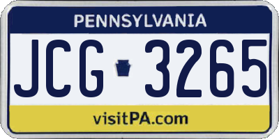 PA license plate JCG3265