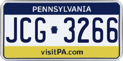 PA license plate JCG3266