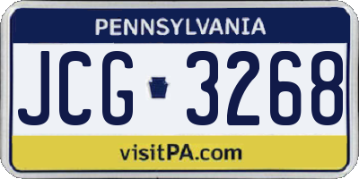 PA license plate JCG3268