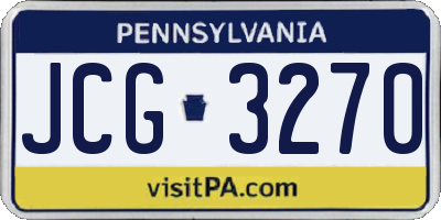 PA license plate JCG3270