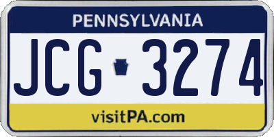 PA license plate JCG3274