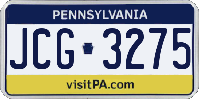 PA license plate JCG3275