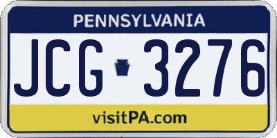 PA license plate JCG3276