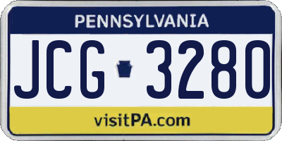 PA license plate JCG3280