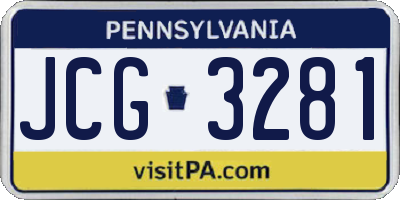 PA license plate JCG3281