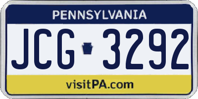PA license plate JCG3292