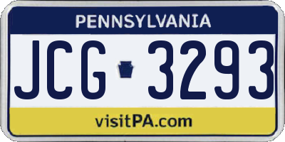 PA license plate JCG3293