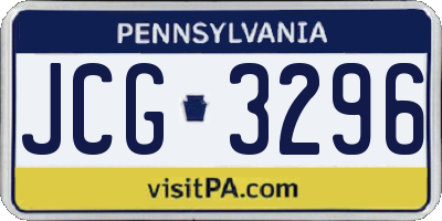 PA license plate JCG3296