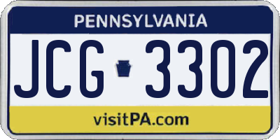 PA license plate JCG3302
