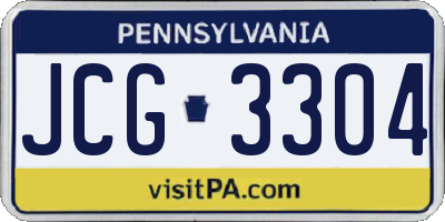 PA license plate JCG3304
