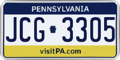 PA license plate JCG3305