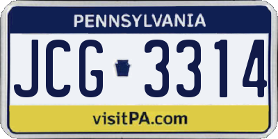 PA license plate JCG3314