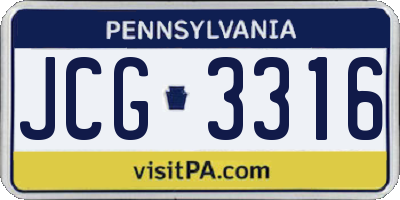 PA license plate JCG3316