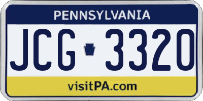 PA license plate JCG3320