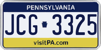 PA license plate JCG3325