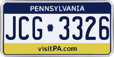 PA license plate JCG3326