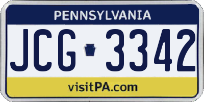 PA license plate JCG3342