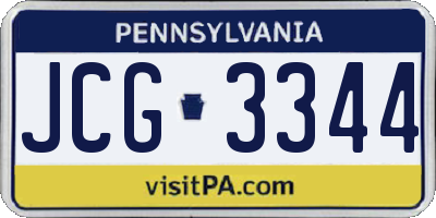 PA license plate JCG3344