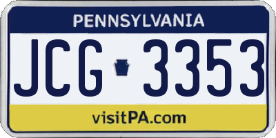 PA license plate JCG3353