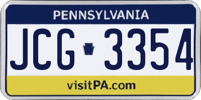 PA license plate JCG3354