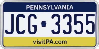PA license plate JCG3355