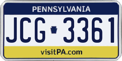 PA license plate JCG3361