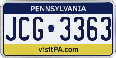 PA license plate JCG3363