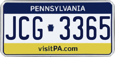 PA license plate JCG3365