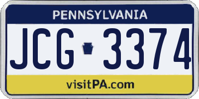 PA license plate JCG3374