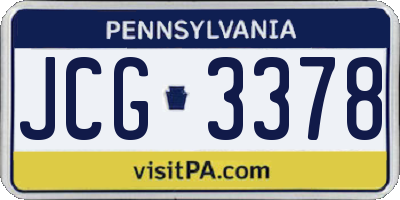 PA license plate JCG3378