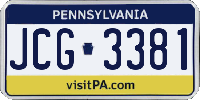 PA license plate JCG3381