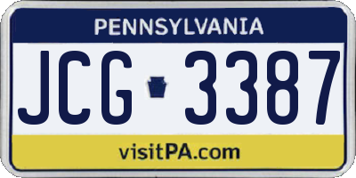 PA license plate JCG3387